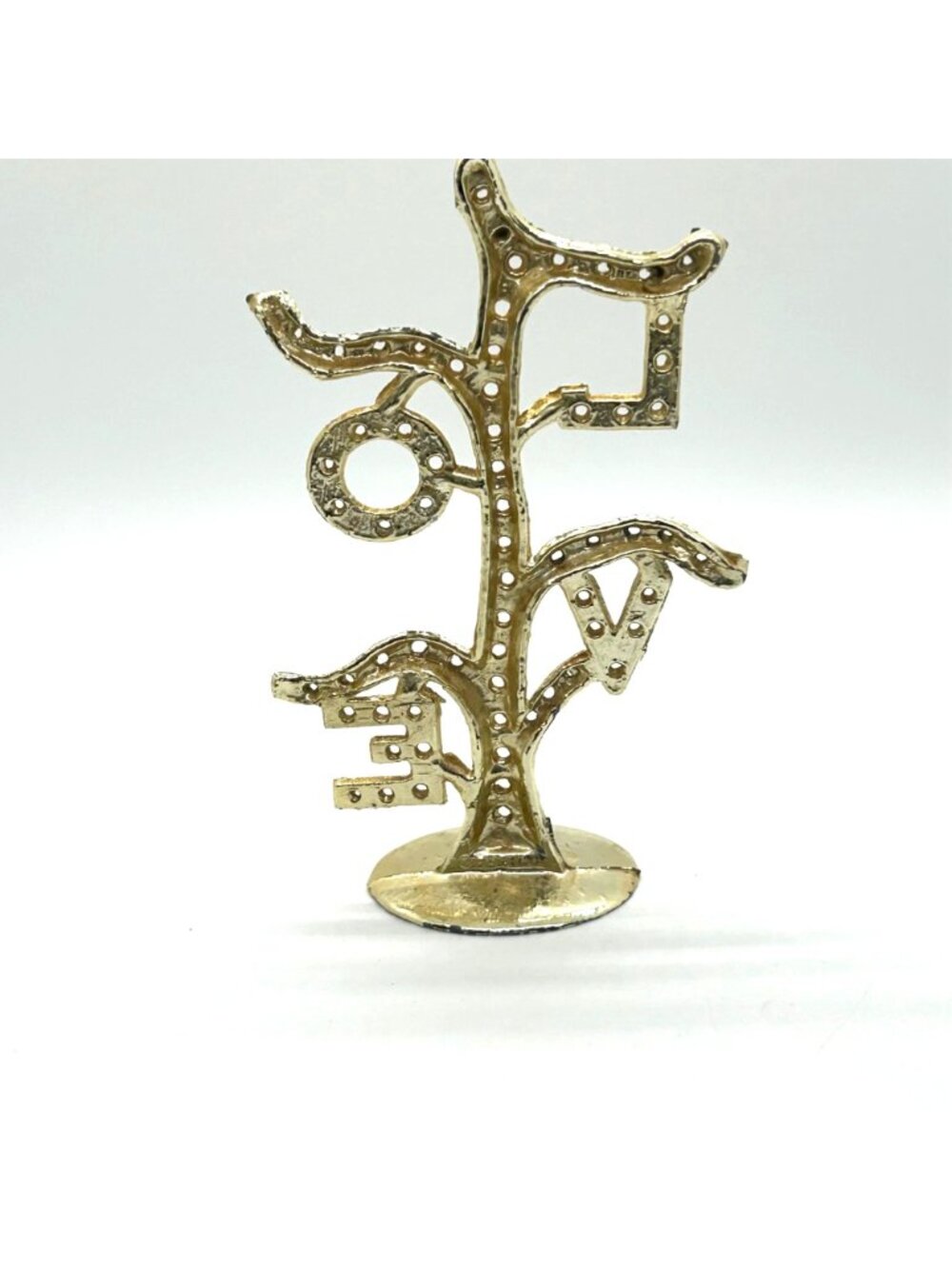 Vintage 1960s Earring Tree Torino Gold-tone LOVE Tree Figurine Gold-tone Display - Picture 4 of 16